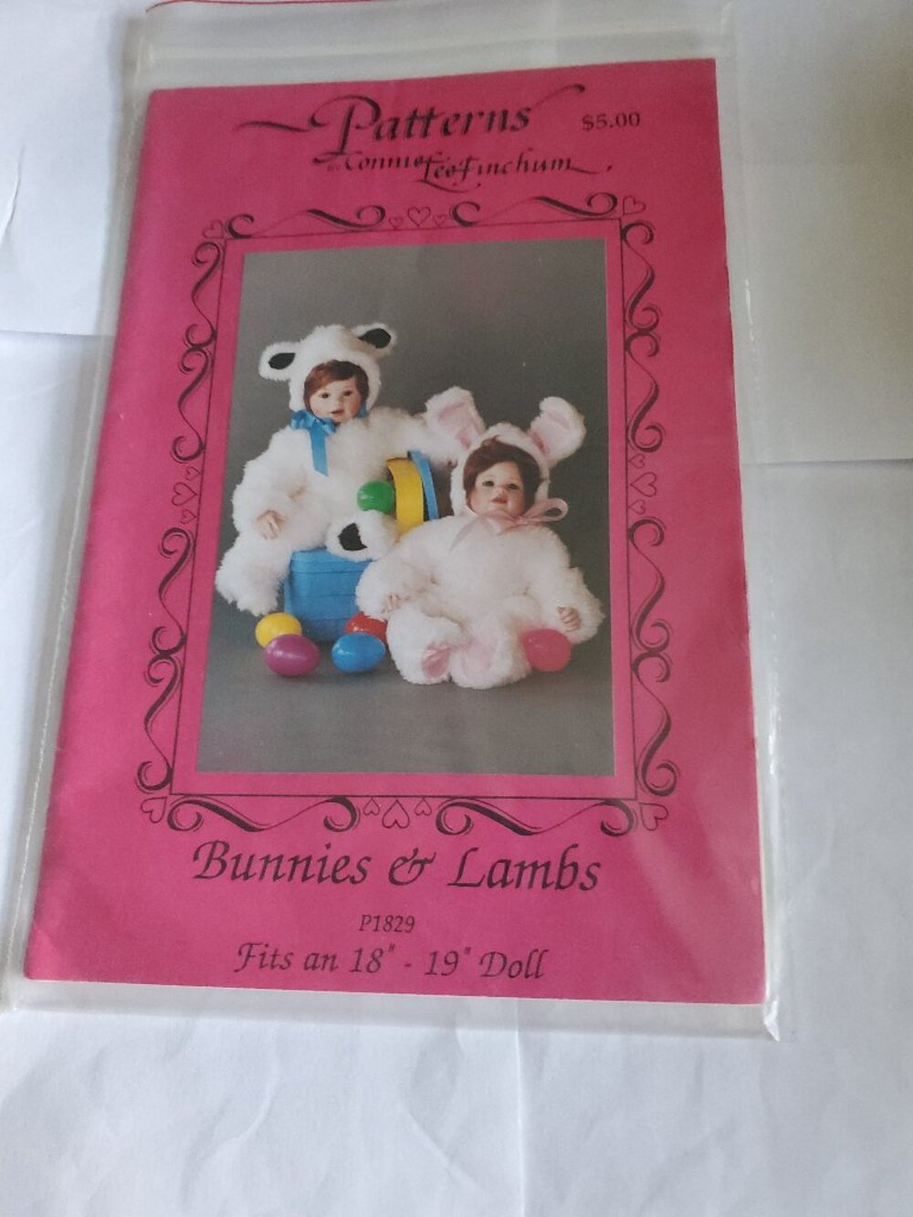 BUNNIES & LAMBS P1829 CONNIE LEE FINCHUM 18" 19" DOLL PATTERN